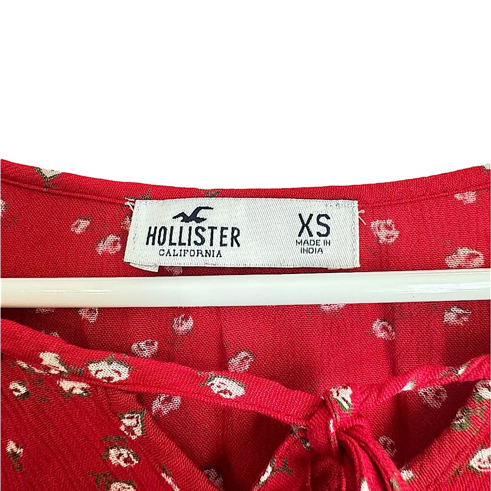 Hollister Womens Red Floral Long-Sleeve Size XS - Picture 6 of 6